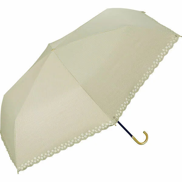 Wpc. Parasol 花邊條紋防UV迷你摺雨傘/縮骨遮 (米黃色)