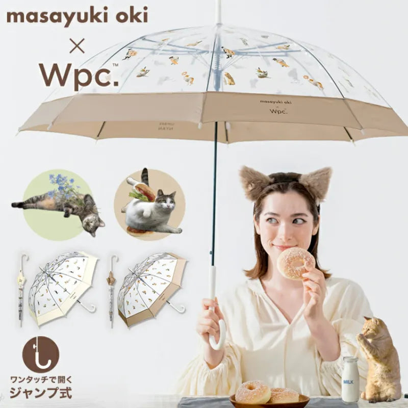 Wpc. 貪吃貓咪塑料長雨傘/直遮|masayuki oki × wpc.