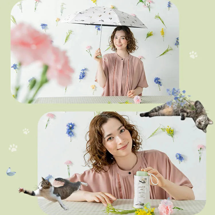 Wpc.花店/貪吃貓咪隔熱防UV遮陽傘/摺曡傘/縮骨遮/短遮【masayuki oki 】