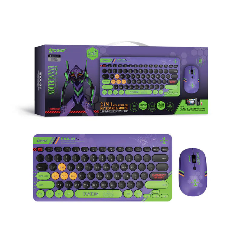 XPower EVA初號機 2合1 2.4G 無線鍵盤滑鼠套裝 - KB6【香港行貨】