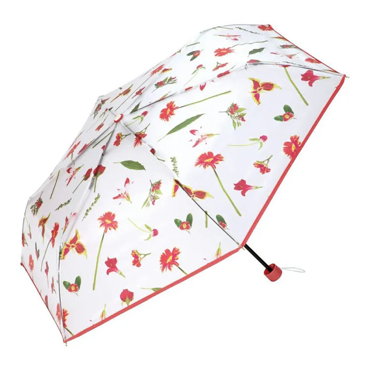 Wpc.花卉圖案半透明塑料摺雨傘/短遮/縮骨遮