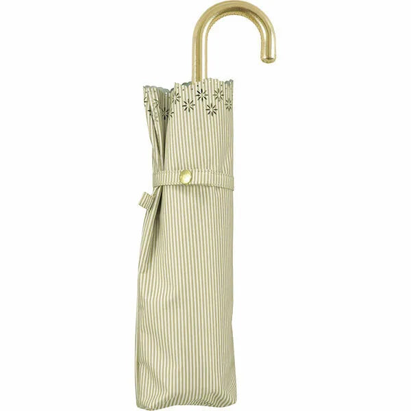 Wpc. Parasol 花邊條紋防UV迷你摺雨傘/縮骨遮 (米黃色)