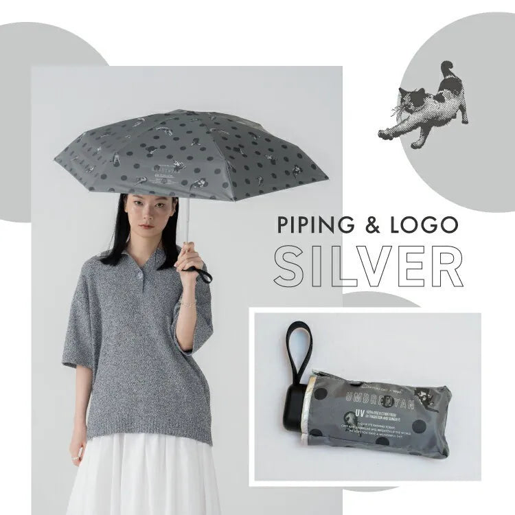 Wpc. 波點貓咪隔熱防UV 125g 輕量遮陽傘/摺曡傘/縮骨遮/短遮