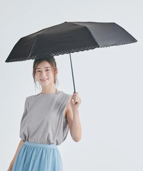 Wpc. Parasol 花邊條紋防UV迷你摺雨傘/縮骨遮 (米黃色)