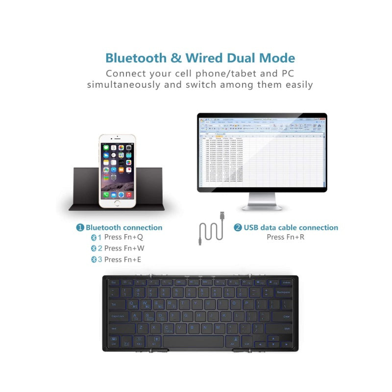 iClever IC-BK05 三色背光銀色三折疊藍牙鍵盤【香港行貨】 - eDigiBuy