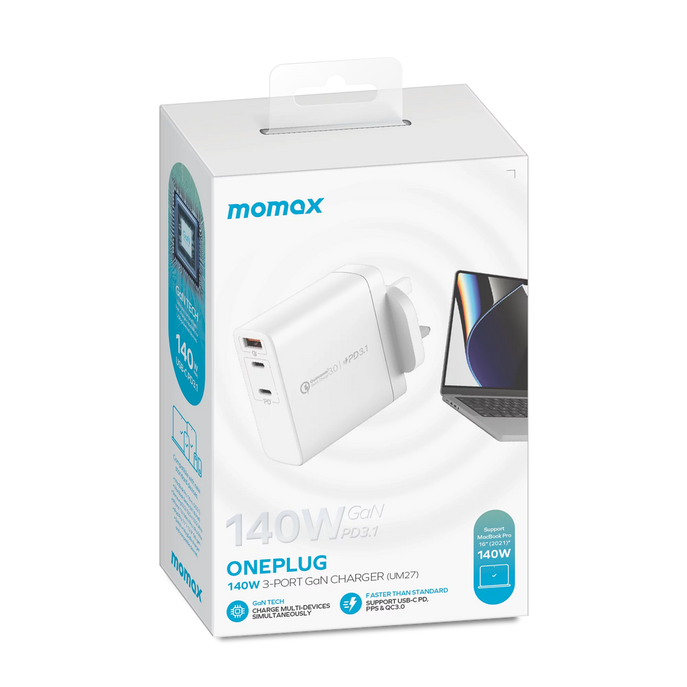 Momax One Plug GaN 140W三輸出快速充電器【香港行貨】 - eDigiBuy