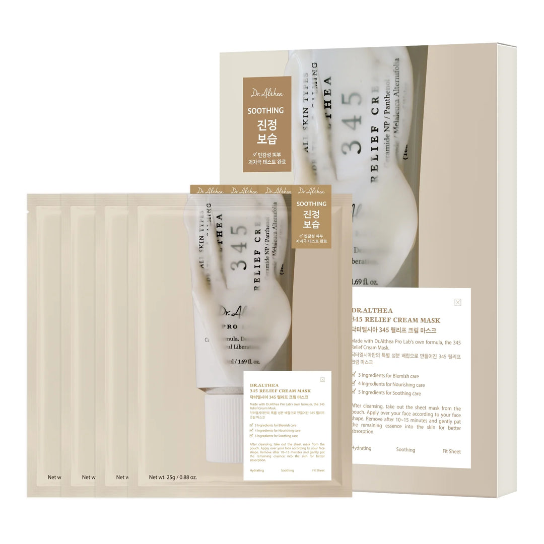 Dr. Althea 345 Relief Cream Mask 舒緩霜面膜 (4ea/4片裝) 痘後舒緩護理Mask【平行進口】