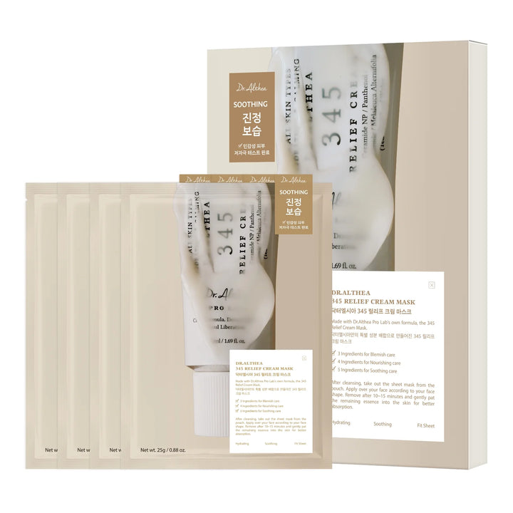 Dr. Althea 345 Relief Cream Mask 舒緩霜面膜 (4ea/4片裝) 痘後舒緩護理Mask【平行進口】