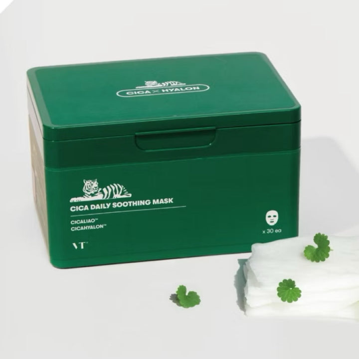 VT "30ea" CICA DAILY SOOTHING MASK 老虎積雪草綠寶盒抽取式舒緩面膜 30片【平行進口】